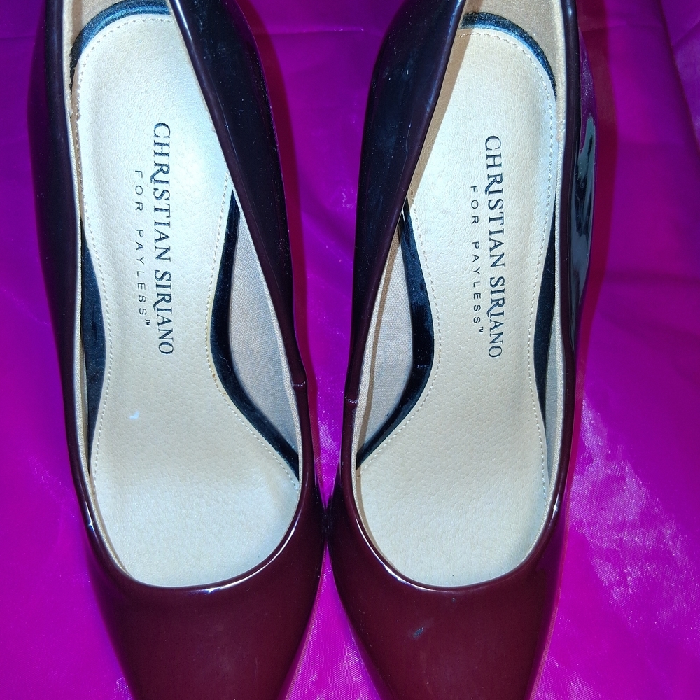 Christian Siriano Burgundy and Black Heels - Picture 2 of 8